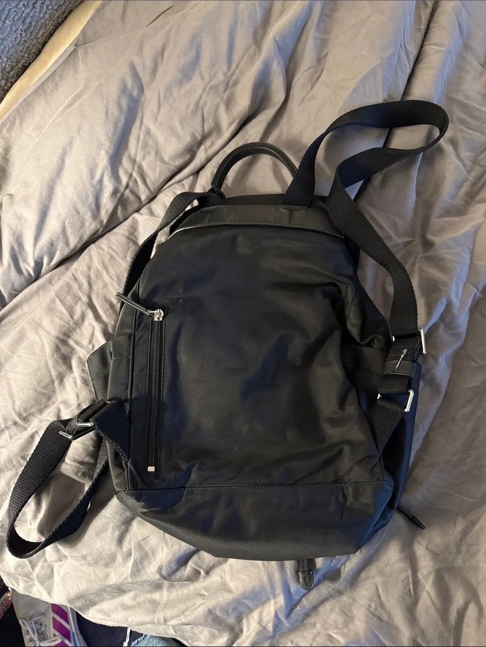 Small Tory Burch Black Nylon Backpack.